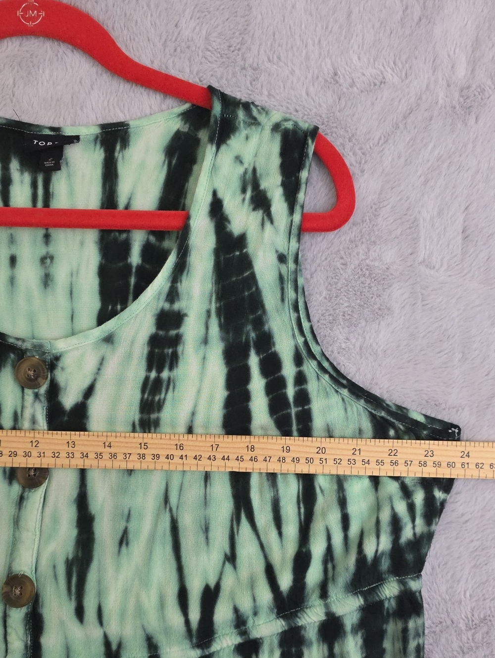 Torrid Size 2 Mint Green Tie Dye Button Front Babydoll Tank Top - Picture 4 of 6